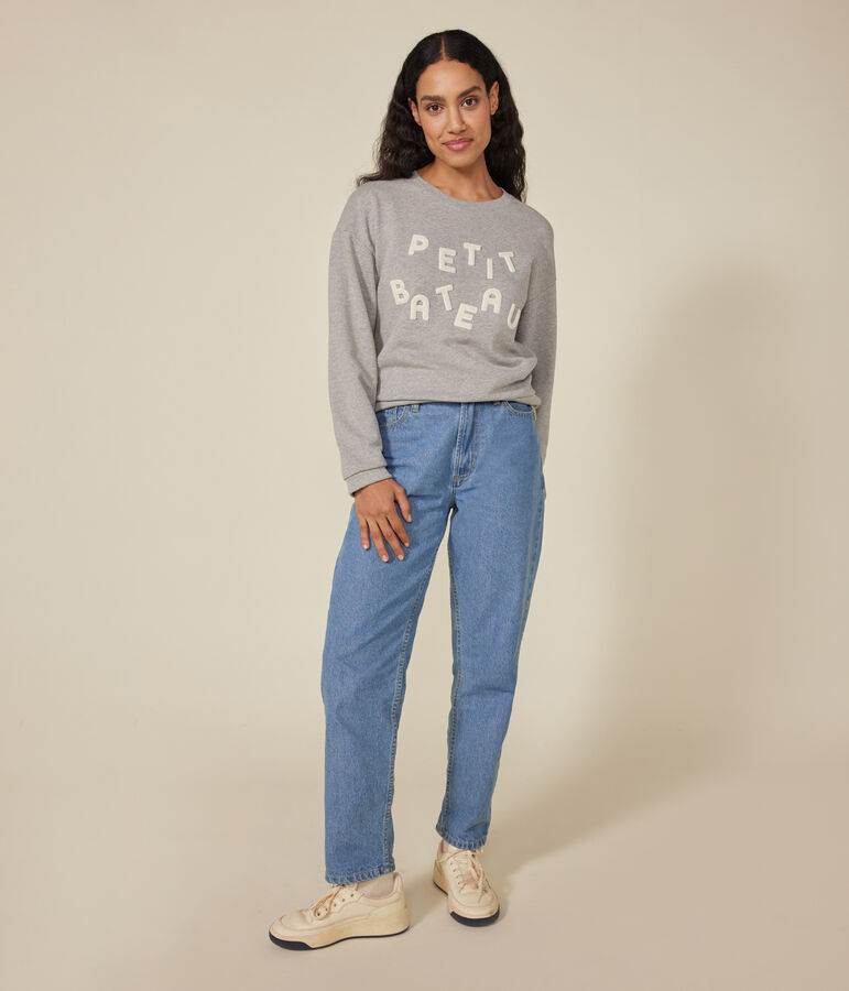 Damen-Sweatshirt aus Molton grau