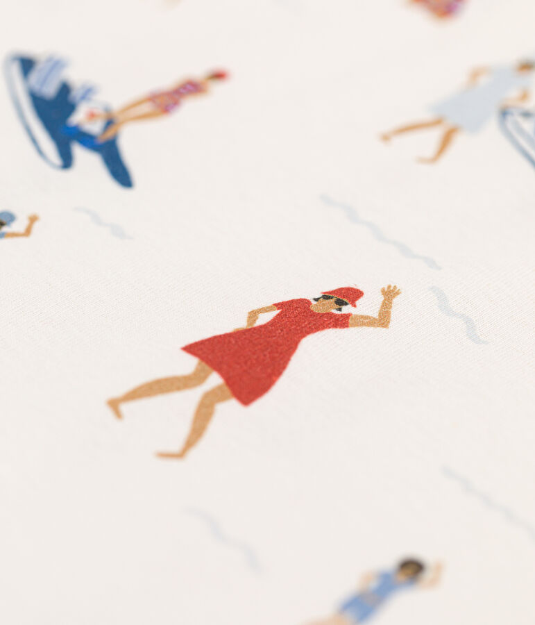 Kurz&auml;rmeliges bedrucktes Kinder-T-Shirt f&uuml;r M&auml;dchen weiss/vielfarbig