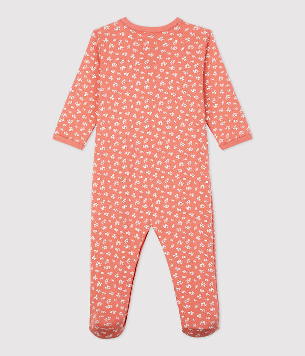 Baby-Strampler aus Bio-Baumwolle mit floralem Muster rosa/weiss