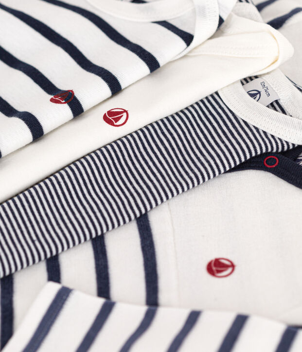 Set bestehend aus 1 Baby-Pyjama und 3 gestreiften Bodys vielfarbig