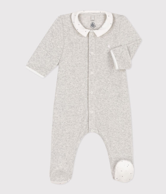 Baby-Strampler aus Samt grau BELUGA CHINE
