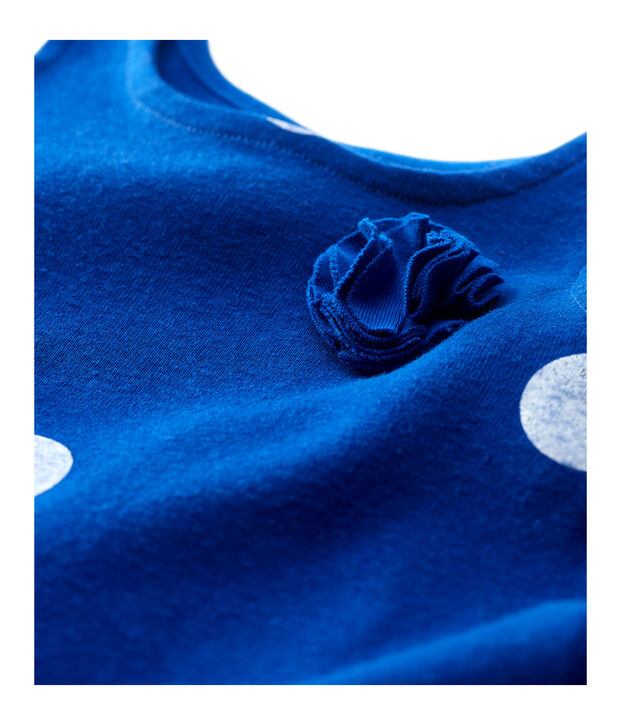 &Auml;rmelloses Baby-Kleid aus Leinen f&uuml;r M&auml;dchen blau/weiss