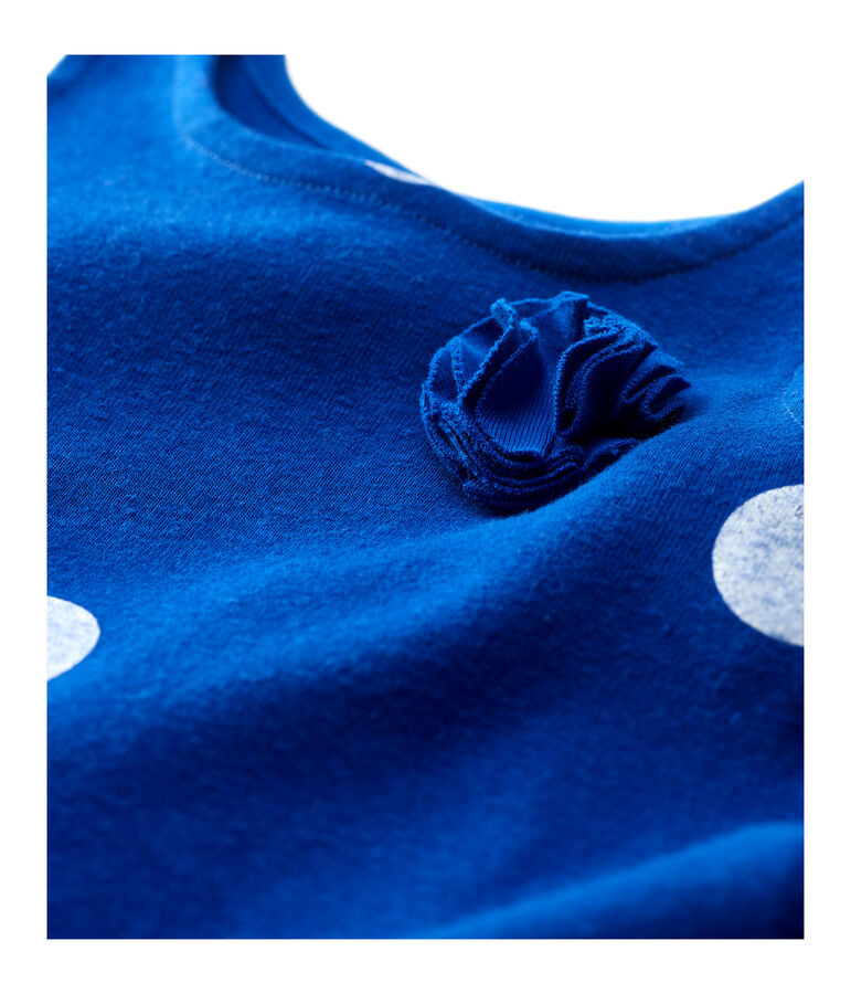 &Auml;rmelloses Baby-Kleid aus Leinen f&uuml;r M&auml;dchen blau/weiss