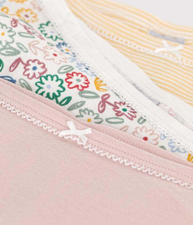 3er-Set Kinder-Slips High Waist aus Baumwolle mit Blumenmotiv vielfarbig