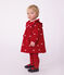 Lang&auml;rmeliges Baby-Kleid aus Feincord mit Stickereien und Schleifenmotiv rot/naturfarben