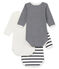 Trio langärmelige Baby-Bodys VARIANTE 1 CN