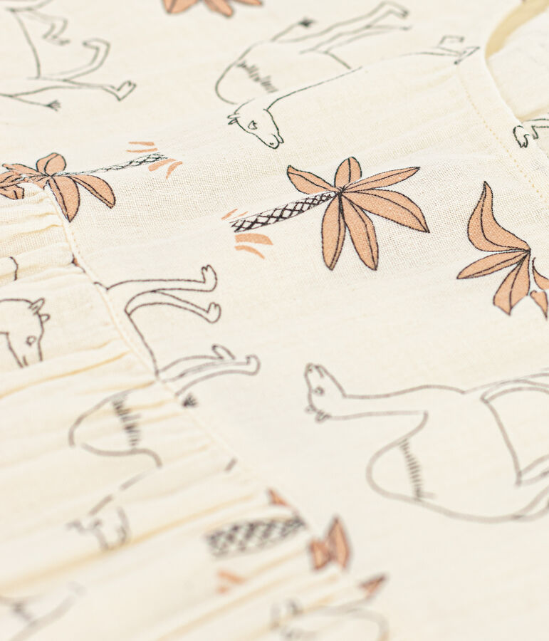 Kurz&auml;rmeliges Kleid aus Baumwollgaze f&uuml;r M&auml;dchen weiss AVALANCHE/ MULTICO