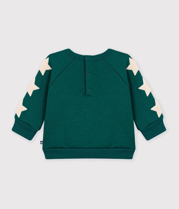 Baby-Kapuzensweatshirt aus einfarbiger Baumwolle mit Stern-Aufn&auml;her TREE