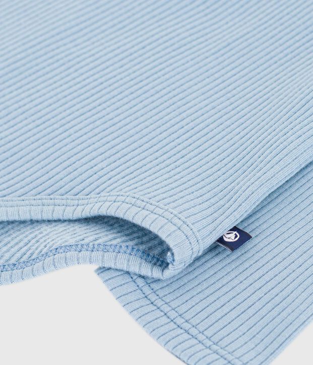 Baby-Body mit Rollkragen aus einfarbiger Baumwolle blau