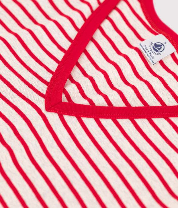 T-Shirt L&rsquo;ICONIQUE aus Baumwolle mit V-Ausschnitt f&uuml;r Damen beige/rot