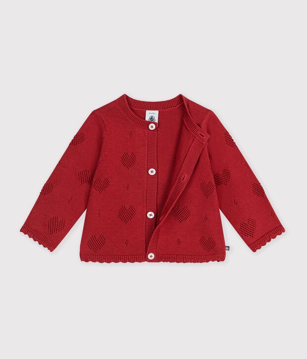 Baby-Cardigan aus Baumwolle mit Herzmotiv rot