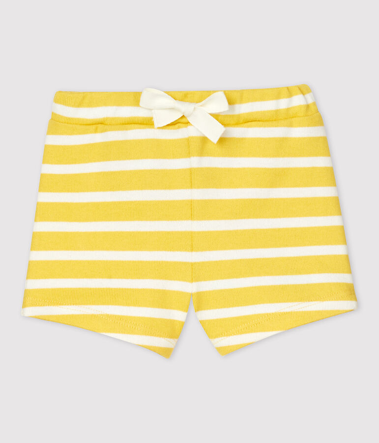 Baby-Shorts aus dickem Jersey gelb/weiss