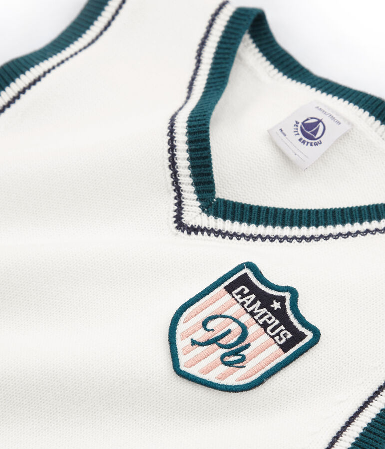 &Auml;rmelloser Pullover Jungen weiss/vielfarbig