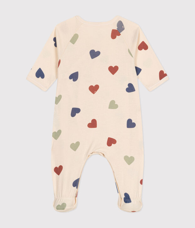 Babypyjama mit Herzmotiv aus Baumwolle naturfarben/vielfarbig