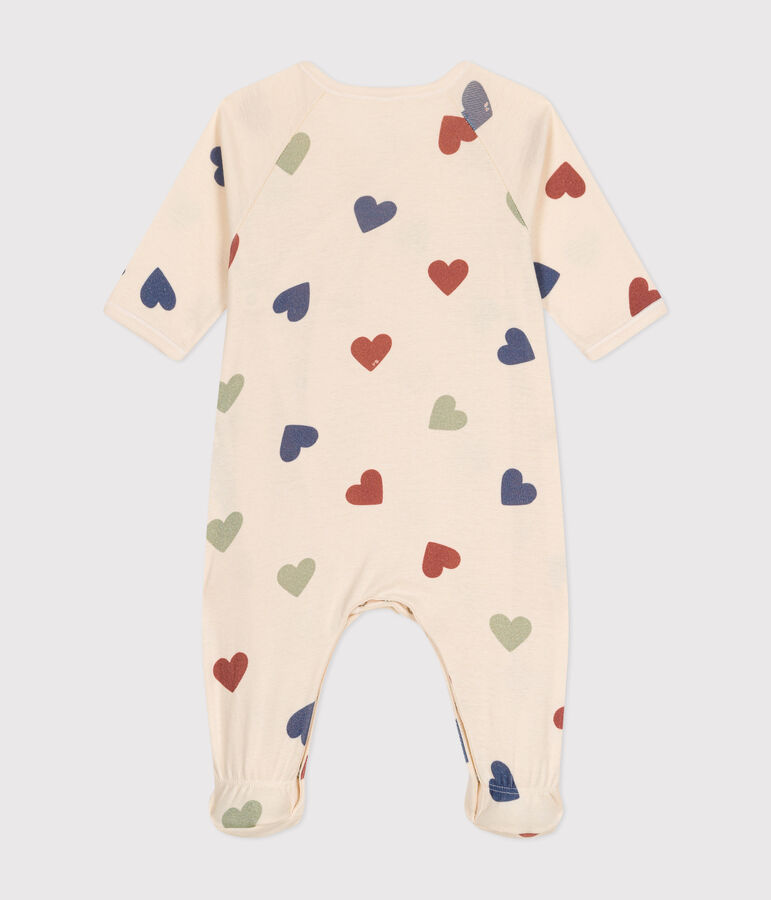 Babypyjama mit Herzmotiv aus Baumwolle naturfarben/vielfarbig