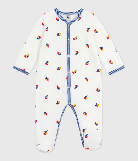 Strampler aus bedrucktem Nicki  weiss MARSHMALLOW/weiss MULTICO