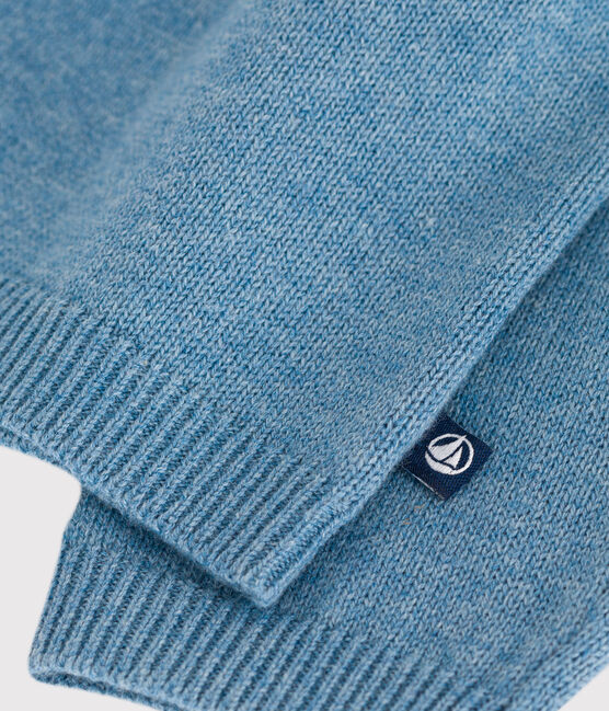 Baby-Cardigan mit Kragen aus einfarbigem Woll- und Baumwollstrick ADRIATIC