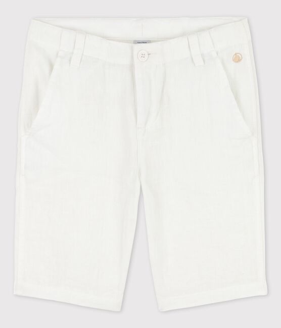 Kinder-Bermudas aus Leinen für Jungen weiss ECUME