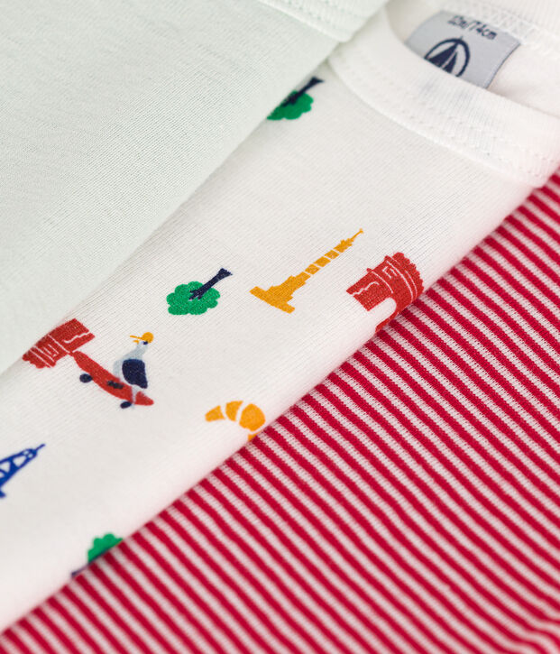 Set aus 3 kurz&auml;rmeligen Baby-Bodys Paris aus Baumwolle vielfarbig