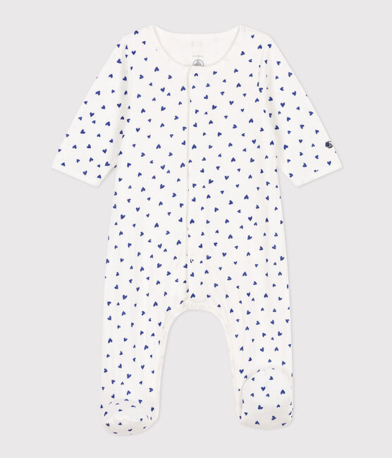 Baby-Bodyjama aus Doppeljersey mit Herzmotiv weiss MARSHMALLOW/ NEWBLEU