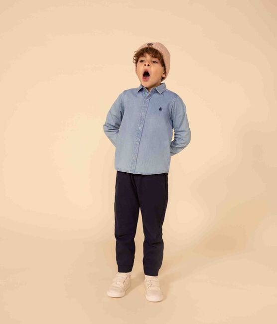 Kinderhemd aus leichtem Denim für Jungen blau DENIM CLAIR