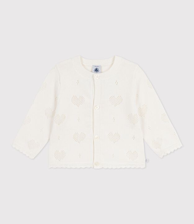 Baby-Cardigan aus Baumwolle mit Herzmotiv weiss