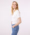 Kurzärmeliges Damen-T-Shirt L'ICONIQUE aus einfarbigem Rippstrick weiss ECUME