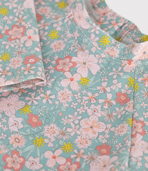Baby-T-Shirt mit UV-Schutz, Blumenmuster blau/vielfarbig