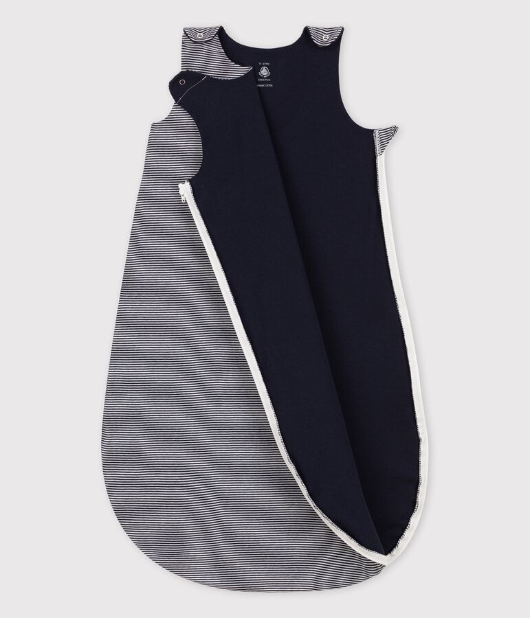 Leichter Babyschlafsack aus Baumwolle blau/weiss