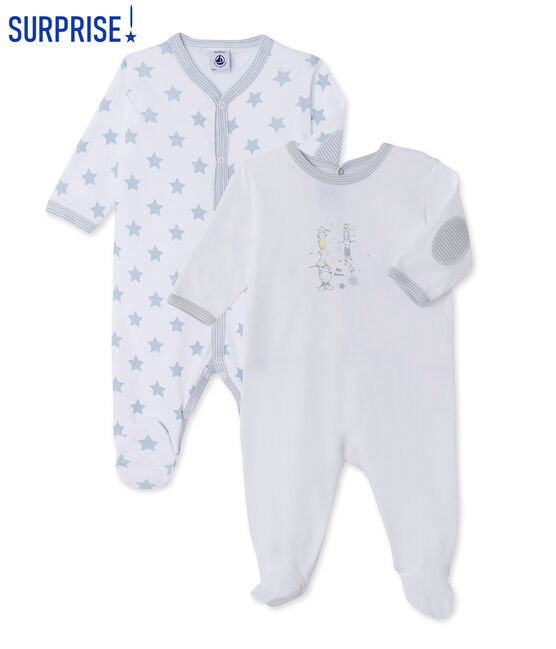 Überraschungspaket mit 2 Baby-stramplern für Jungen aus Rippstoff variante 1