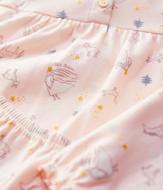 Kinderpyjama aus Baumwolle mit Prinzessinnenmotiv für Mädchen rosa FLEUR/weiss MULTICO