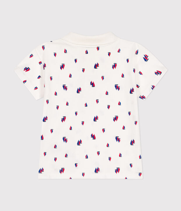 Kurz&auml;rmeliges Baby-Poloshirt aus feinem Jersey weiss/vielfarbig