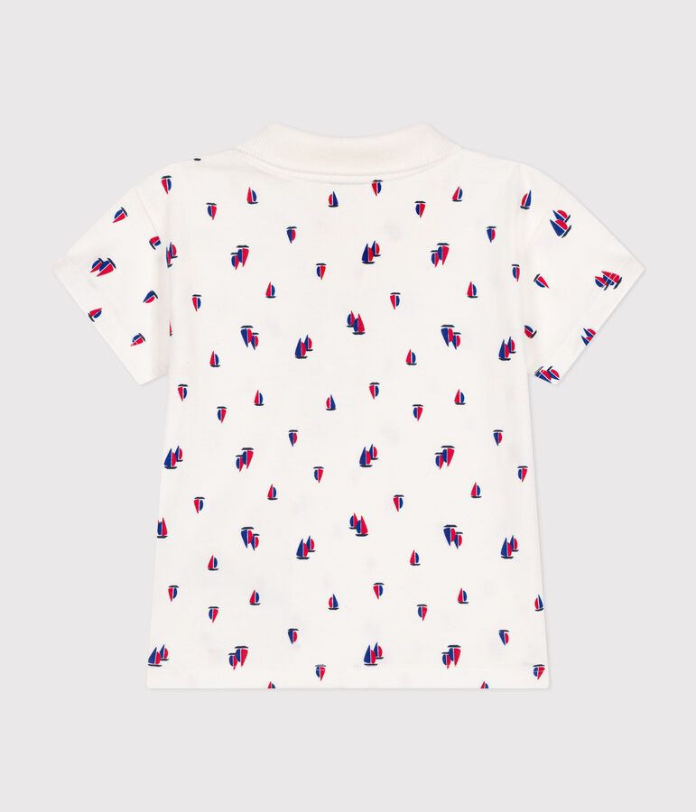 Kurz&auml;rmeliges Baby-Poloshirt aus feinem Jersey weiss/vielfarbig