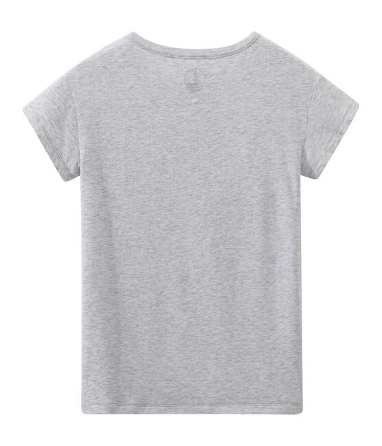 Damen-Top aus federleichtem, gedoppeltem Jersey grau POUSSIERE CHINE