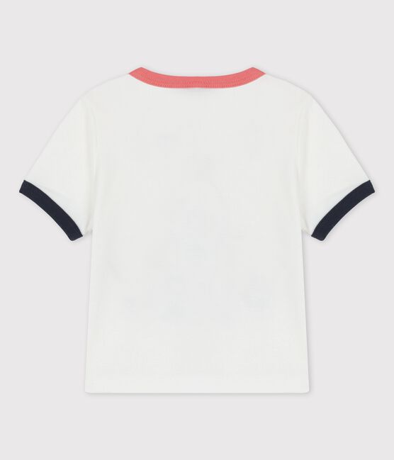 Kurzärmeliges Baby-T-Shirt aus Bio-Baumwolle mit Motiv weiss MARSHMALLOW
