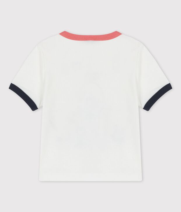 Kurz&auml;rmeliges Baby-T-Shirt aus Bio-Baumwolle mit Motiv weiss