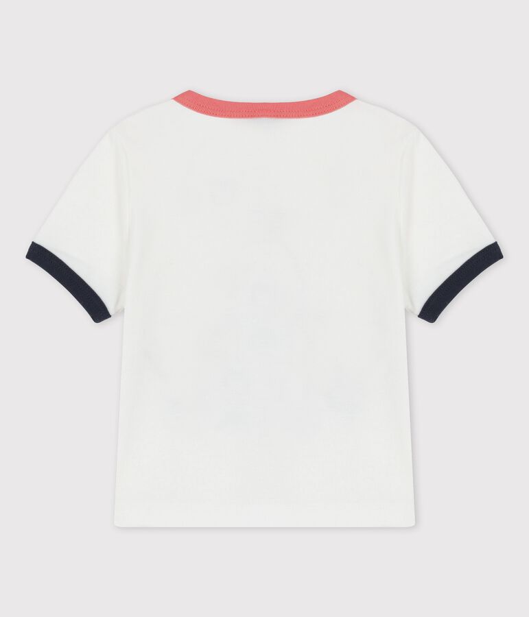 Kurz&auml;rmeliges Baby-T-Shirt aus Bio-Baumwolle mit Motiv weiss
