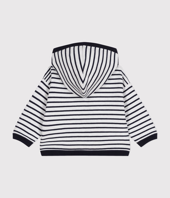 Baby-Sweatshirt mit Kapuze weiss MARSHMALLOW/blau SMOKING