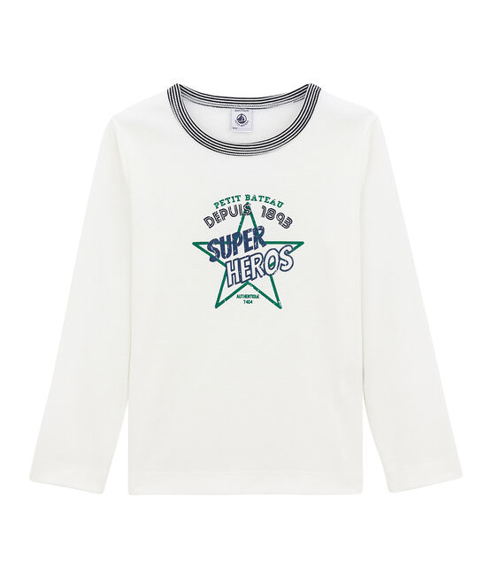 Jungen-Langarmshirt weiss MARSHMALLOW