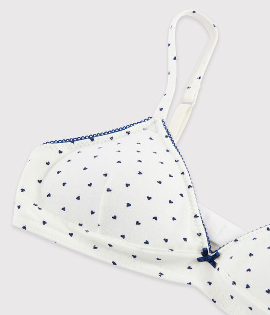 BH mit Pads für Mädchen mit Mini-Herzchen weiss MARSHMALLOW/blau MEDIEVAL