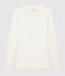 Damen-T-Shirt, leichter Rippstrick weiss MARSHMALLOW