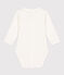 Langärmeliger Baby-Body aus Baumwolle mit Kragen weiss MARSHMALLOW