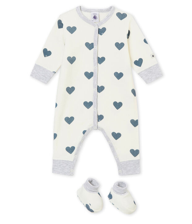 Baby M&auml;dchenEnsemble f&uuml;r die Nacht weiss/grau