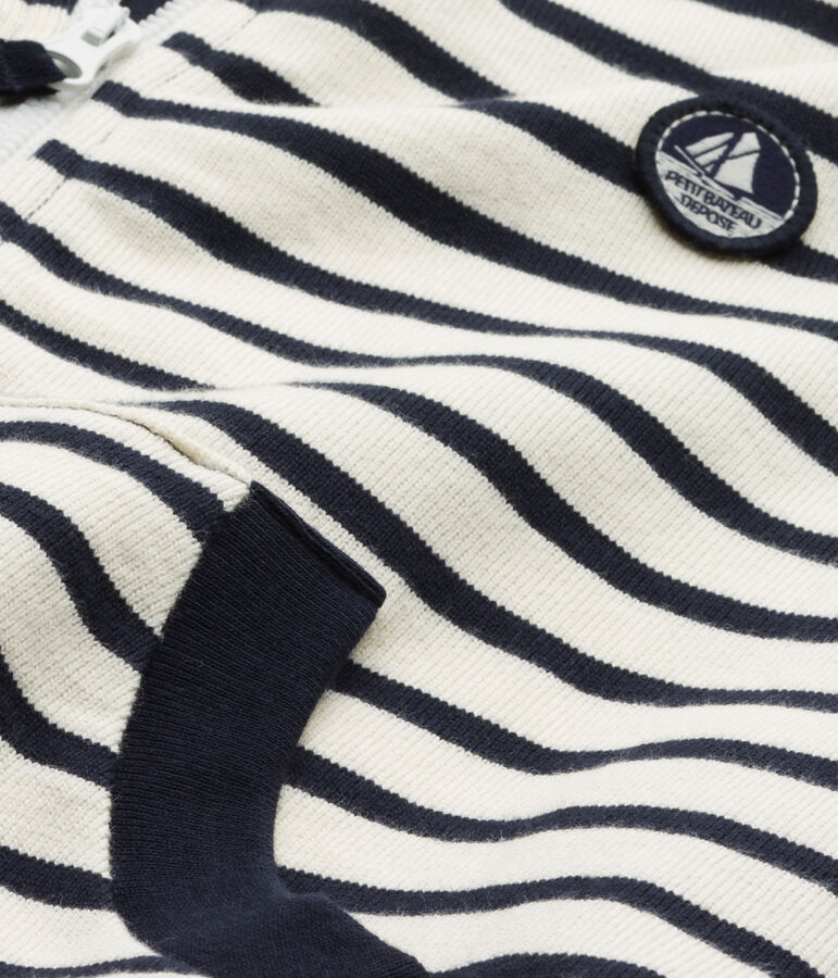 Sweat zipp&eacute; gar&ccedil;on en jersey lourd weiss/blau