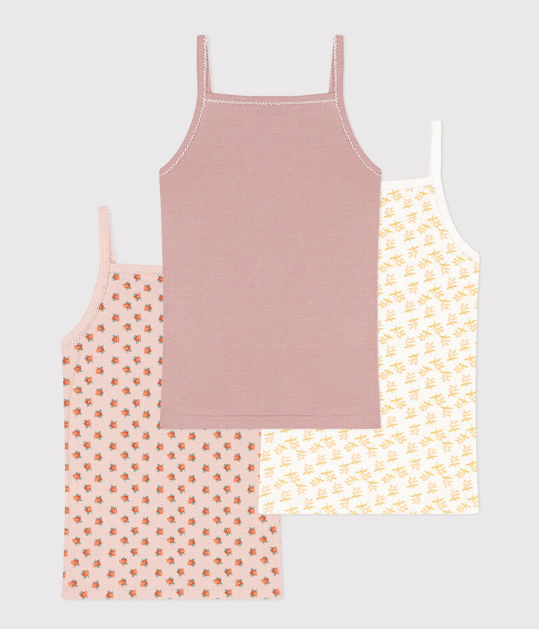 3er-Set Spaghetti-Tops aus Baumwolle mit Blumenmotiv f&uuml;r M&auml;dchen vielfarbig