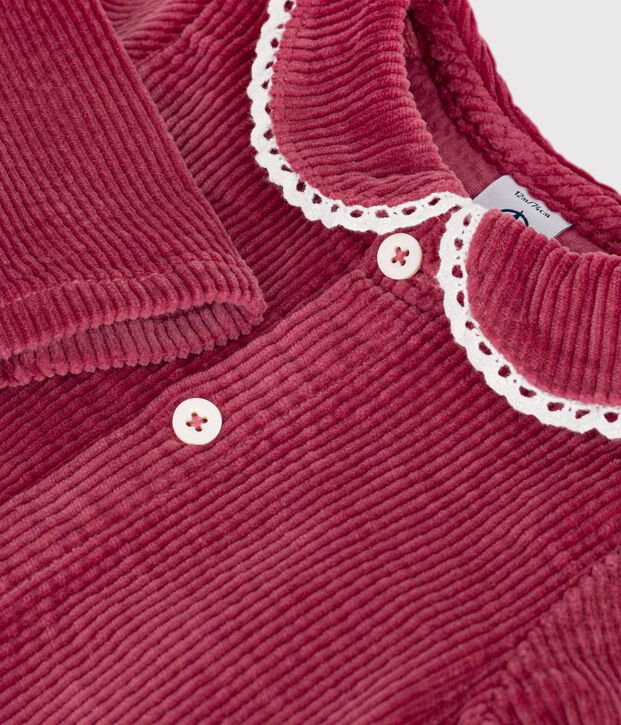 Lang&auml;rmelige Baby-Bluse aus einfarbigem Feincord rosa