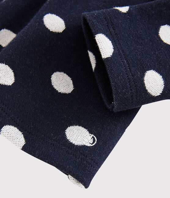 Gepunkteter Baby-Cardigan für Mädchen blau SMOKING/weiss MARSHMALLOW