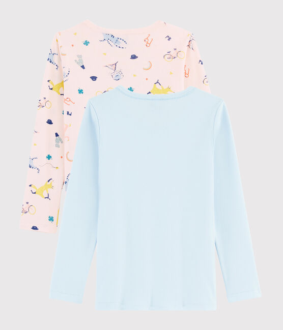 Set mit 2 langärmligen Yoga-T-Shirts mit Tiermuster für kleine Mädchen variante 1