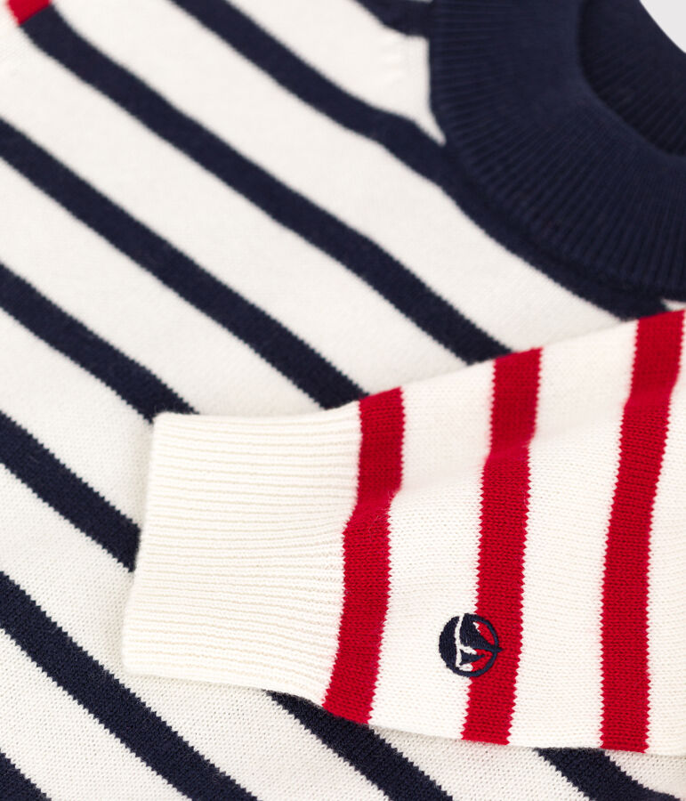 Kinder-Matrosenpullover aus Baumwolle f&uuml;r M&auml;dchen und Jungen weiss/vielfarbig