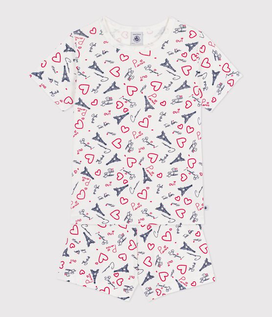 Kinder-Kurzpyjama aus Baumwolle mit Paris-Motiven weiss MARSHMALLOW/weiss MULTICO